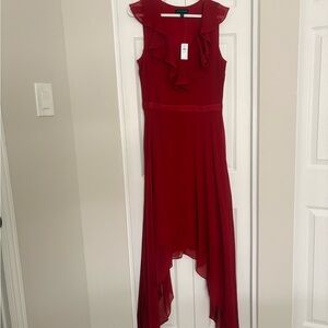 Banana Republic - NWT - Red High/Low Dress with Ruffled Neckline
